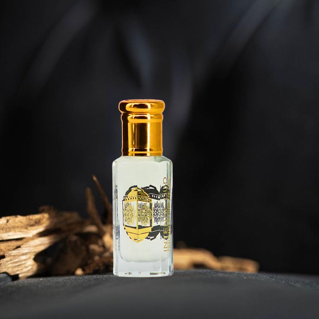 INTENSE OUD Musk Abiyad Long Lasting Arabian Perfume Oils for Women 12ML (0.40 OZ) Fragrance Oil with Woods, Neroli & Warm Musky Notes - Concentrated Perfume Oil & Valentines Day Gift With Black Box