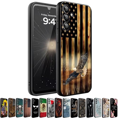 HQUSZPT Phone Case Compatiable for Samsung Galaxy S25 FE 5G,Slim Shockproof Protective Cover for Man Women Girl Boy Children,Wood Grain American Flag Flying Eagle