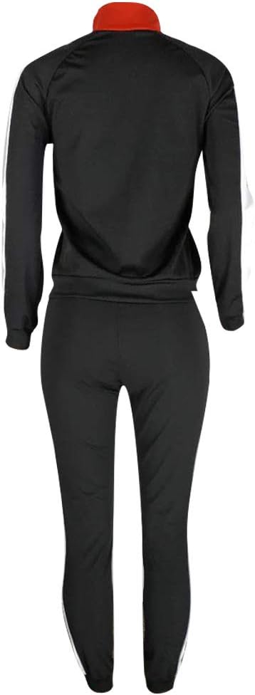 Women's Jogging Sets 80s 90s Two Piece Outfits Sweatsuit Long Sleeve Zip Tops and Sweatpants Workout Tracksuit Sets