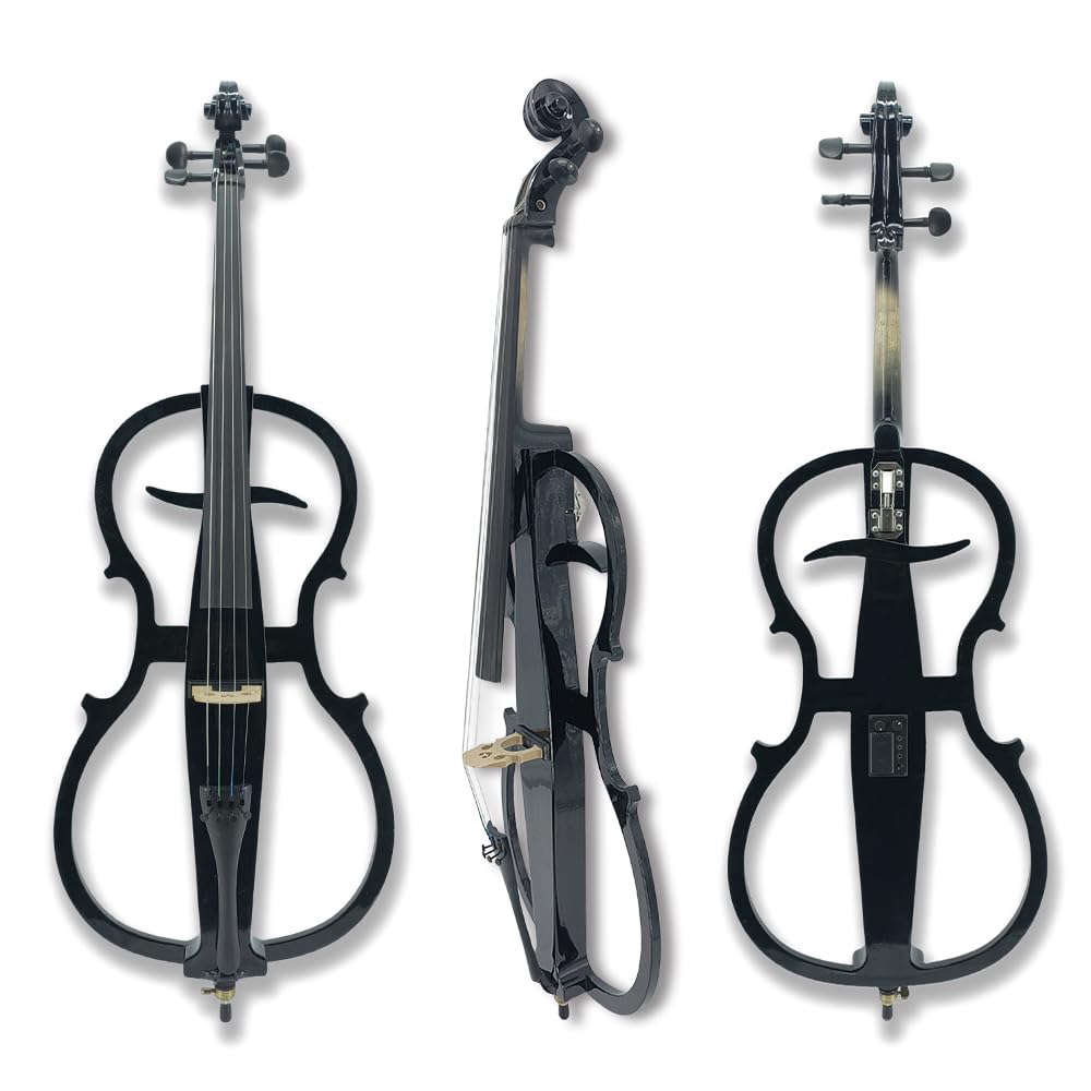 Set di violoncello elettrico 4/4 per principianti (include custodia leggera, cuffie stereo, archetto premium, ponte, colofone) per studenti adulti