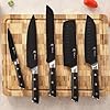 Wakoli Knife Block Sets, 5-Piece Chef Knife Set with Block - Professional Kitchen Knife Set with Magnetic Knife Block, 5Cr15MoV Stainless Steel Kitchen Knife Block Set with G10 Handles (Titanium Noir)