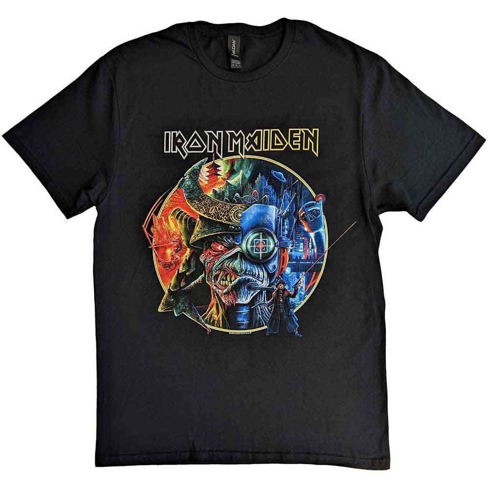 Rock Off Officially Licensed Products Men's Black Iron Maiden T Shirt The Future Past Tour 23 Circle Art Official Unisex L