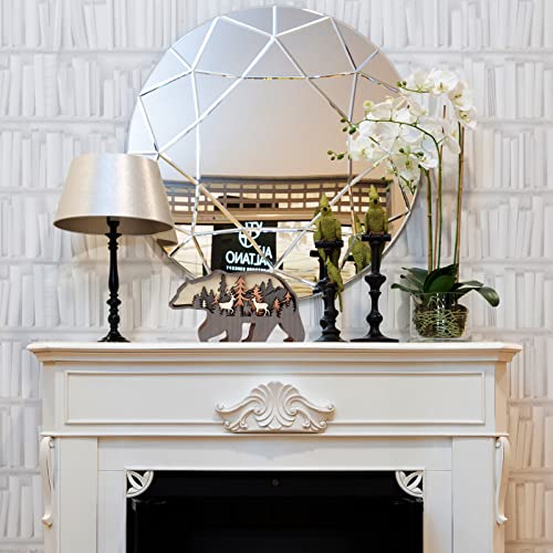 Forest Animals Wooden Bear Decor, Gizzly Bear Figurine Shelf Decor Accents, Bear Sculptures Statues With Hollowed Multilayers, Wildlife Rustic Home Decor, Bear Decorations For Home Cabin Shelf Table #TOP6