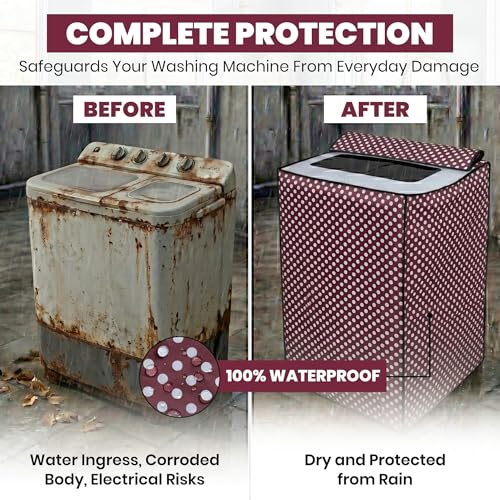 Image of DREAM CARE Waterproof & Dustproof Washing Machine Cover Top Load & Semi Automatic Suitable for 7 kg, 7.2 kg, 7.5 kg (83 x 95 x 51 cms)
