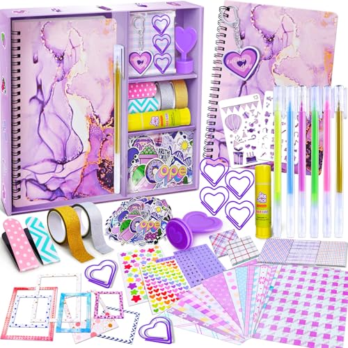 PATIFEED Kit de diário DIY para meninas, scrapbook e diário, presente de aniversário de Natal para meninas 8, 9, 10, 11, 12, 13, 14 anos