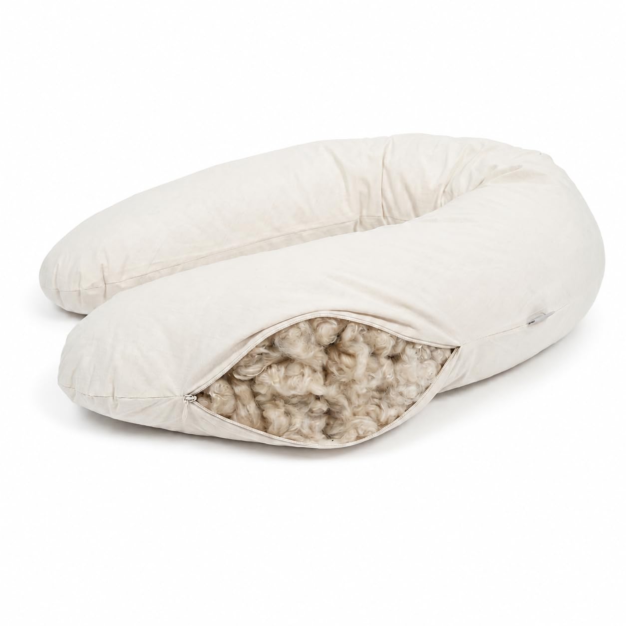 sei Design Stillkissen XXL 190x35 cm, Natur Kapok, Bezug aus Bio-Baumwolle, Schwangerschaftskissen, Füllmenge anpassbar, ergonomisch geprüft