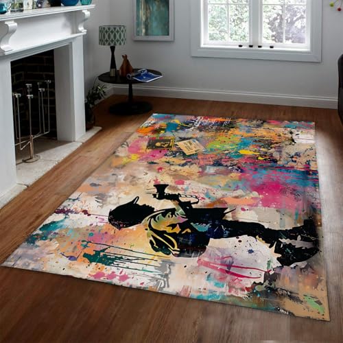 Tapis 160x230cm Graffiti salon lavable et antidérapant
