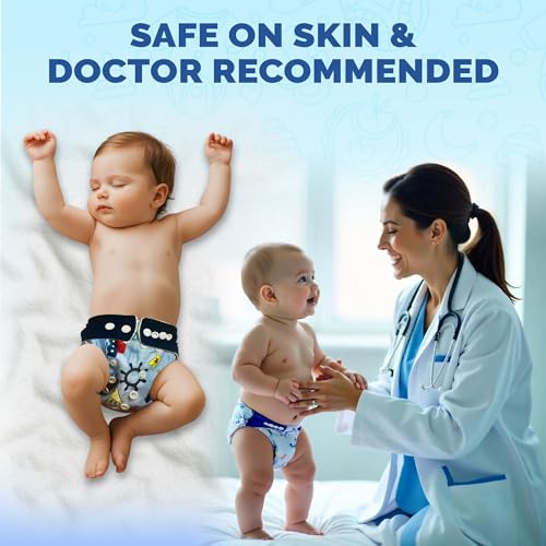 Image of Ambaby Leakage-Proof Cloth Diaper for Babies 0 to 3 Years - 1 High Absorbent Inserts and 1 Reusable & Washable Baby Cloth Diaper - Adjustable Fit (5-17 kg)