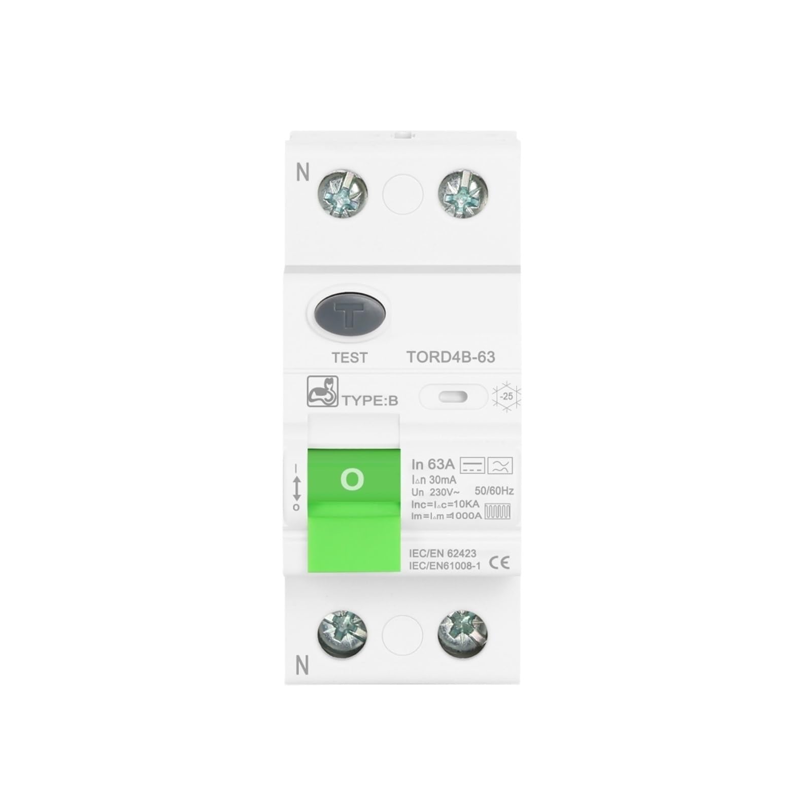 RCD Włącznik ochronny FI typ B Wyłącznik różnicowoprądowy Evse 2P 4P AC 40a 63a 30ma 100ma 300ma 100ma 10KA szyna DIN 230V (2P, 40A)