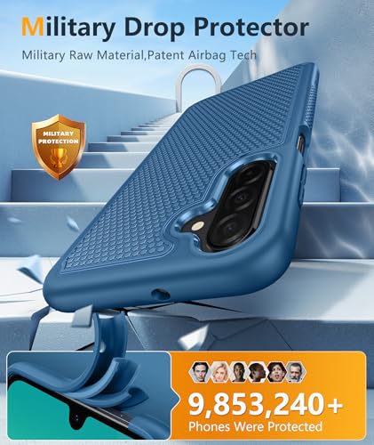 Image of FNTCASE for Samsung Galaxy A26-5G Case: Dual Layer Protective Heavy Duty Cell Phone Cover Shockproof Rugged with Non Slip Textured Back - Military Protection Bumper Tough - 2025, 6.7 inch (Blue)