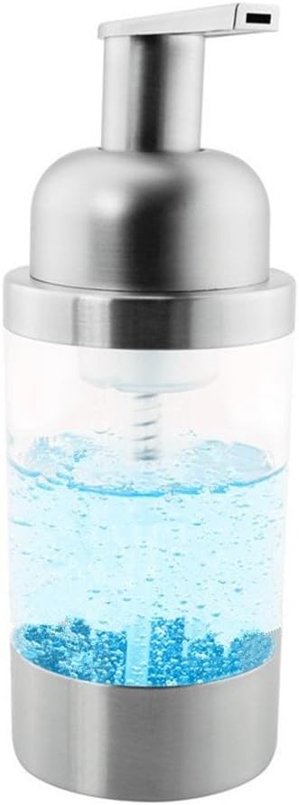 Foaming Soap Dispenser SUS 304 Stainless Steel Countertop Dispenser bottle (Satin Finish) Acrylic Pump Bottle Fit Kithchen and Bathroom