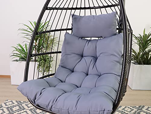 Avenlur Outdoor Patio Hanging Chair - Egg Chair With Stand, Indoor/Outdoor Hanging Chair For Patio Bedroom Balcony (Grey) #TOP1