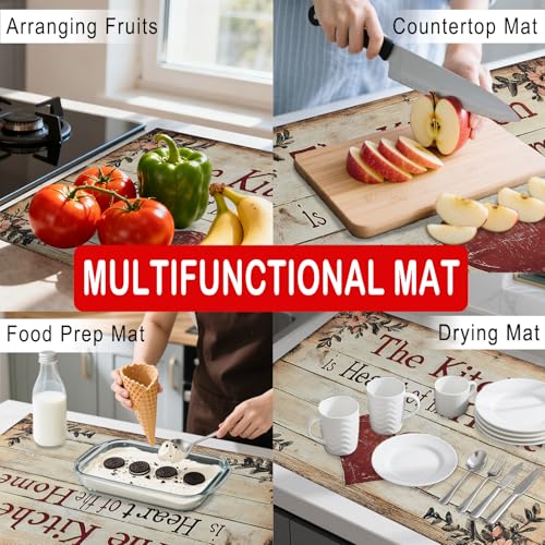 Image of Nuxovilar Stove Top Cover for Electric Stove, 20x28 Inch Polyester Glass Cooktop Protector with The Kitchen is My Happy Place Heart Design, for Kitchen Decor & Daily Use