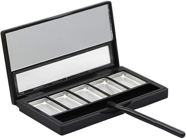 1PCS Black 5 Grids Visible Plastic Makeup Boxes with Mirror and Brush Lip Gloss Eye Shadow Concealer Blusher Holder Portable Makeup Tray Dressing Case DIY Cosmetic Tools for Travel Daily Life use