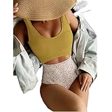 Traje de baño de una Pieza Traje de baño Sexy Acanalado una Pieza for Mujer, Traje con Estampado Puntos Recortado, for(Yellow,XL)