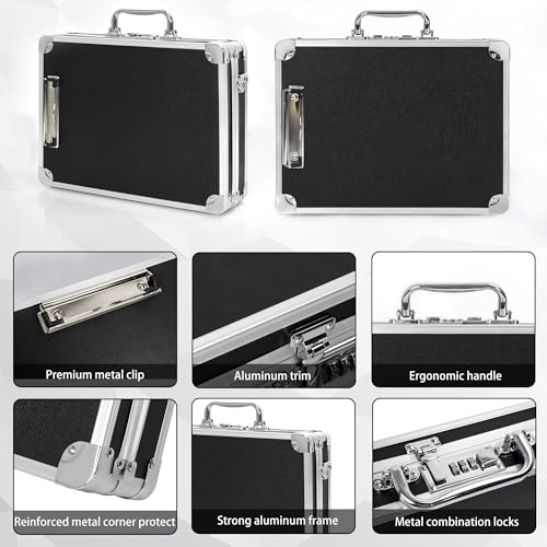 Image of Clipboard with Storage Combination Lock with Handle | metal clipboard with storage aluminum briefcase Storage Clipboard 13.5 x 10 Inches, Sliver
