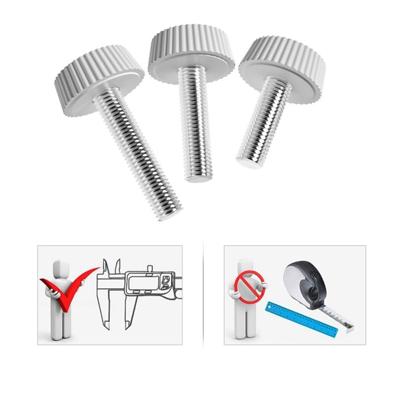 30Pcs Flat Knurled Thumb Screws for M6,Carbon Steel Hand Bolts,White Metric Male Thread Grip Knobs,16mm Knurled Thumb Screws,Fasteners for Furniture - Image 2