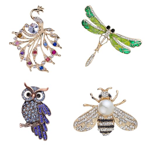 FISH DRAGATE 4 pcs broche de animal de diamantes de imitación bisuteriabroche de cristal,broche de cristal,corsage bouquet kit, para regalo de fiesta de boda para mujeresres