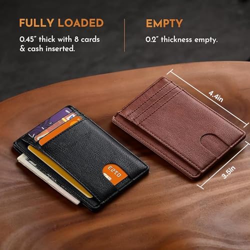 RFID Blocking Slim Leather Wallet - Front Pocket Minimalist Design for Men & Women Cross Plain black4