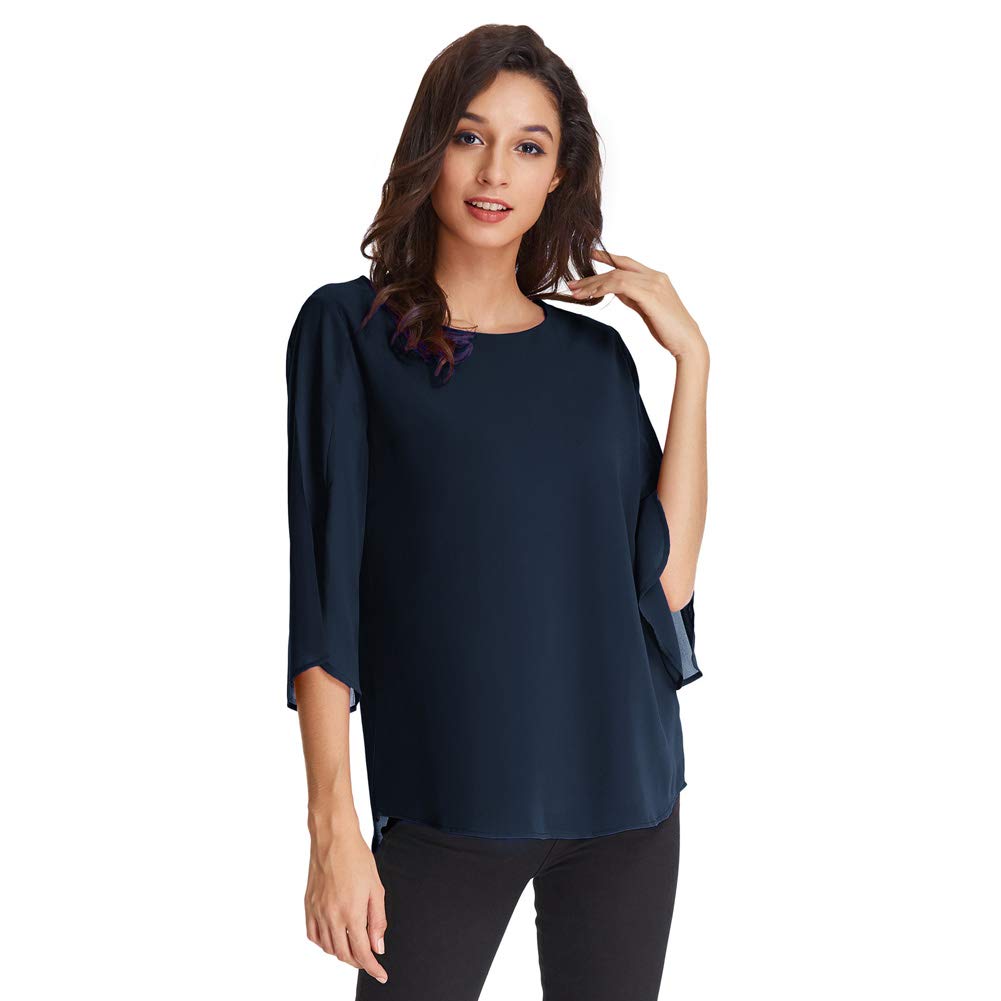 GRACE KARIN Camicia Donna Paillettes a Manica a 3/4 Top Elegante Girocollo Manicotto Split