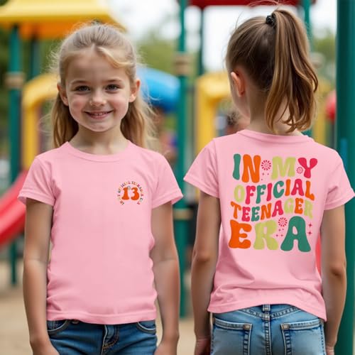 Image of CM C&M WODRO in My Official Teenager Era Shirt for Girls 13th Birthday Party T-Shirt Kids 13 Year Old Short Sleeve Tee Tops