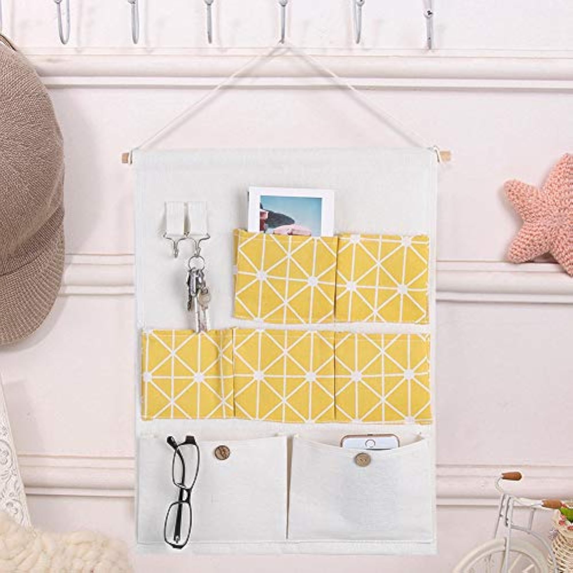 Large Capacity Hanging Storage Bag, 7 Pockets for Home Office
