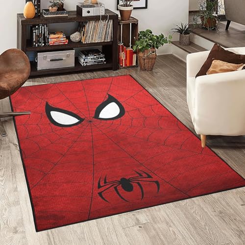 Spider Area Rug White Eyes Red Spider Web Carpet 3D Digital Print Rug Perfect for Kids Room Bedroom Playroom and Home Decoration Floor Mat Rugs 3 x 4