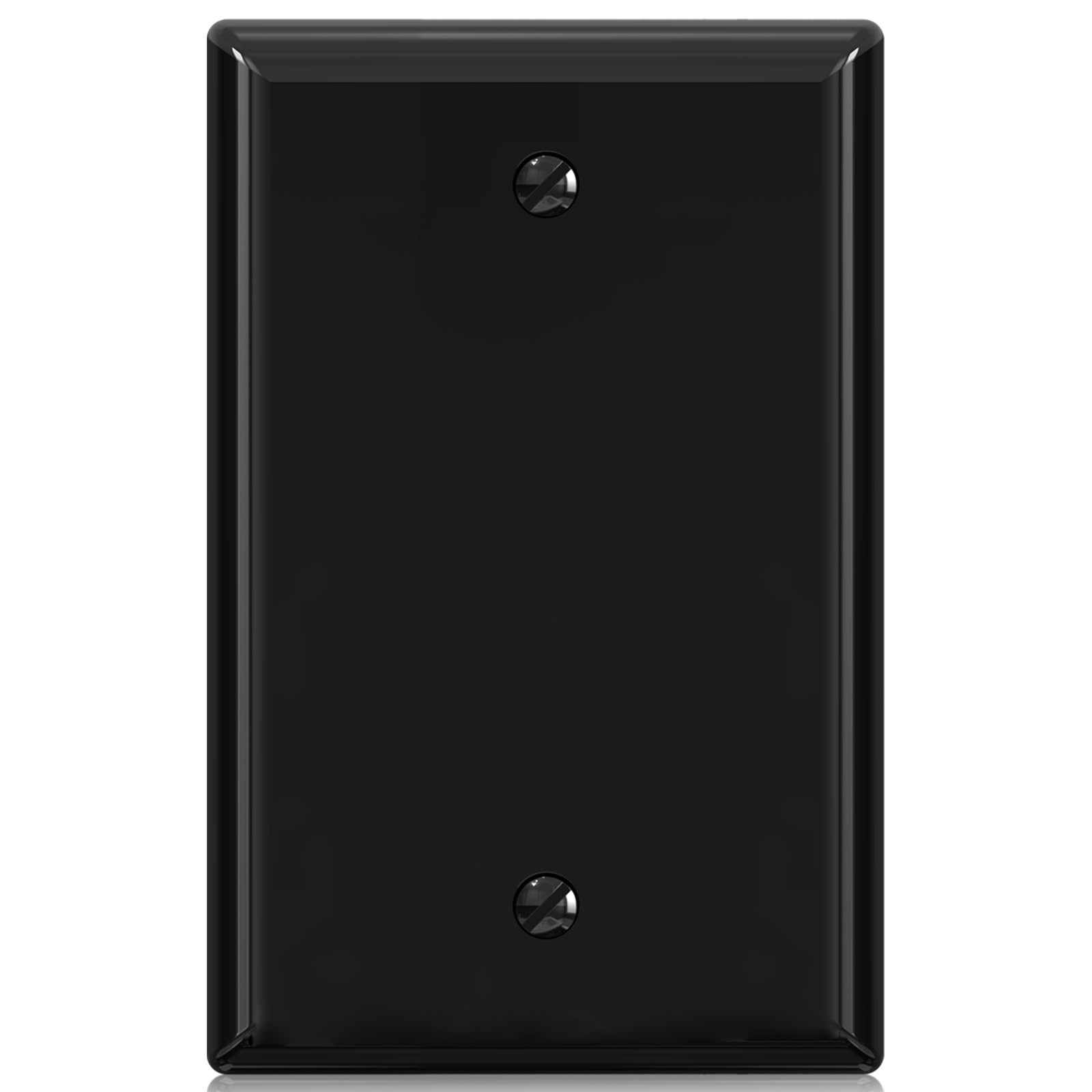 ELEGRP 1-Gang Blank Device Wall Plates, Mid-Size 4.88" H x 3.13" L Unbreakable Thermoplastic Blank Faceplate Cover for Unused Outlets/Switches, UL Listed (1 Pack, Glossy Black)