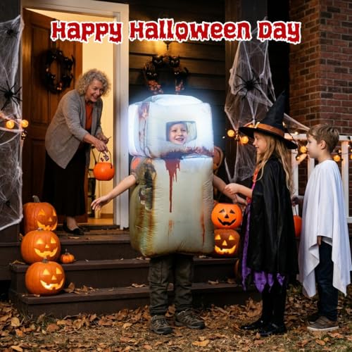 Skirfy Kids Funny Halloween Inflatable Refrigerator Costume with LED Lights - image 8