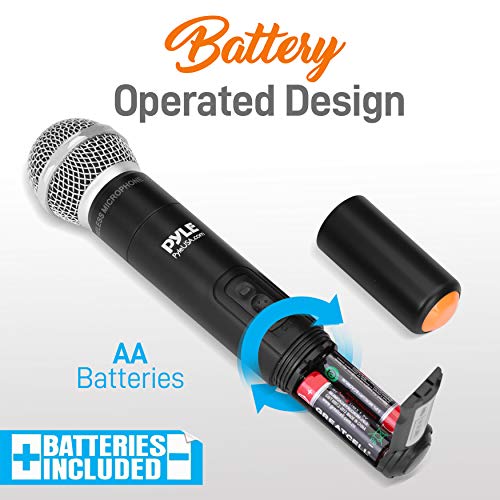 Pyle Portable Uhf Wireless Microphone System - Battery Operated Dual Bluetooth Cordless Microphone Set, Includes 2 Handheld Transmitter Mic, Mixer Receiver, Rca, For Pa Karaoke Dj Party Pdkwm806B #TOP2