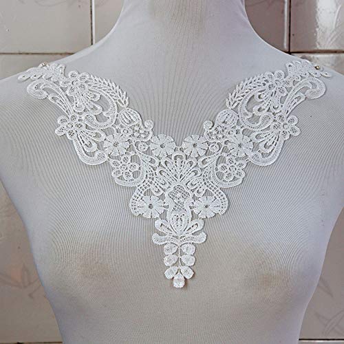 3 Pc Red/Black / White Embroidery Intertwined Vines Floral Lace Neckline Fabric Diy Collar Lace Fabrics For Sewing Supply Crafts（1 Styles 3 Colors） #TOP2