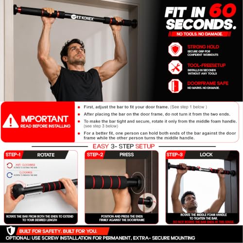 KONEX Store Konex Adjustable Pull Up Bar for Home Workouts - Image 3