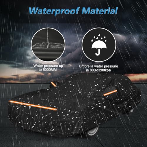 Image of Car Cover for Cadillac Deville 1985-1993 Sedan 4 Door Waterproof | All Weather Full Car Cover with Door Zipper Car Covers for Automobiles for Sun Rain Snow Protection