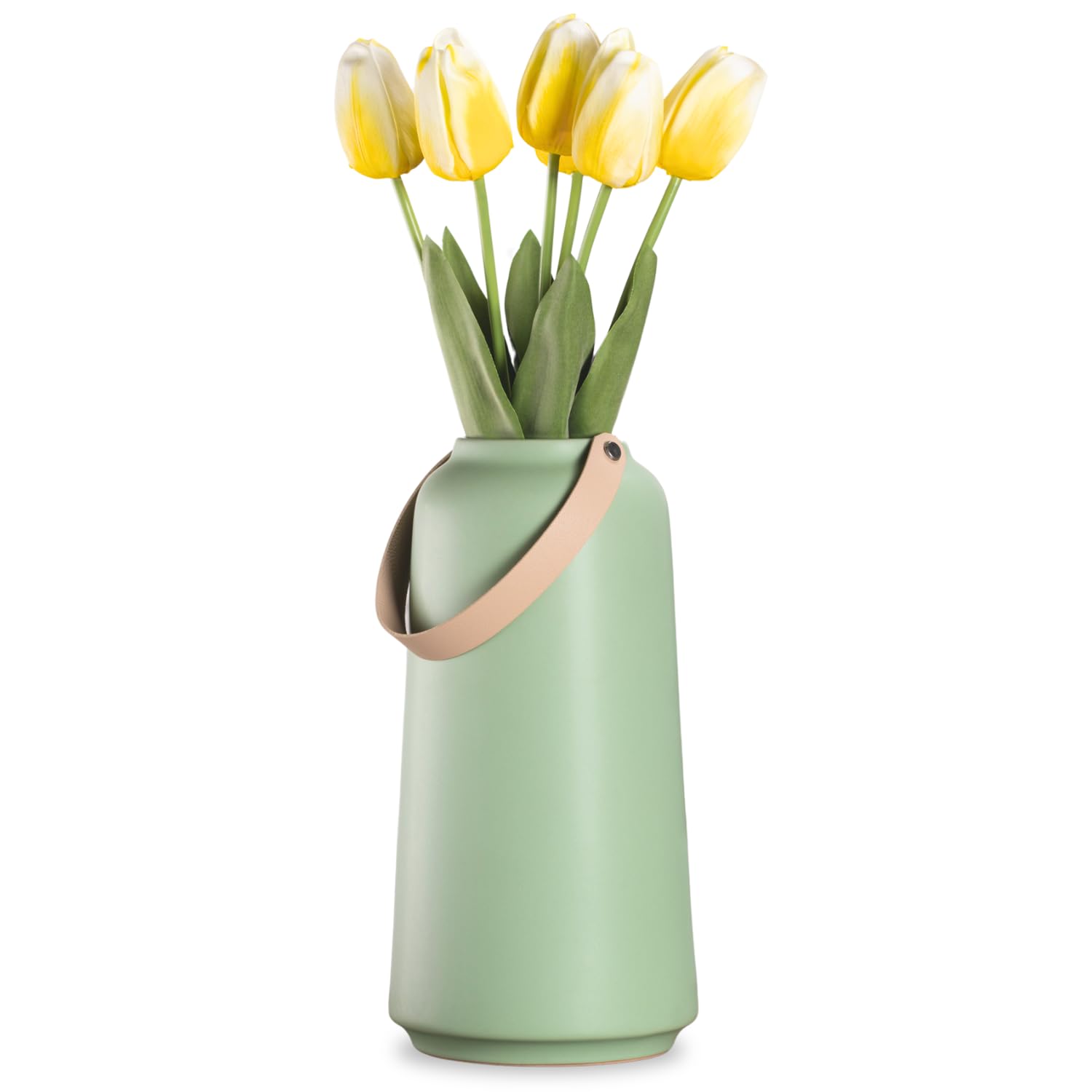 Torre & Tagus 11 Inch Sage Green Vase with Handle - Matte Green