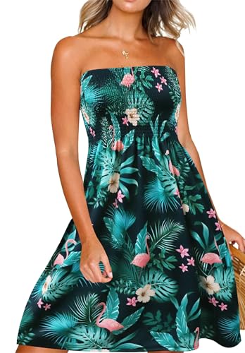 Image of Zyyfly Womens Summer Beach Dresses Strapless Cover Ups Dress Tube Top Sundresses