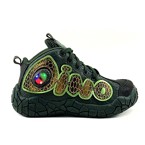Tênis Infantil Masculino Led Luz Pisca Olho Dinossauro AS356 Cor:Verde;Tamanho:33