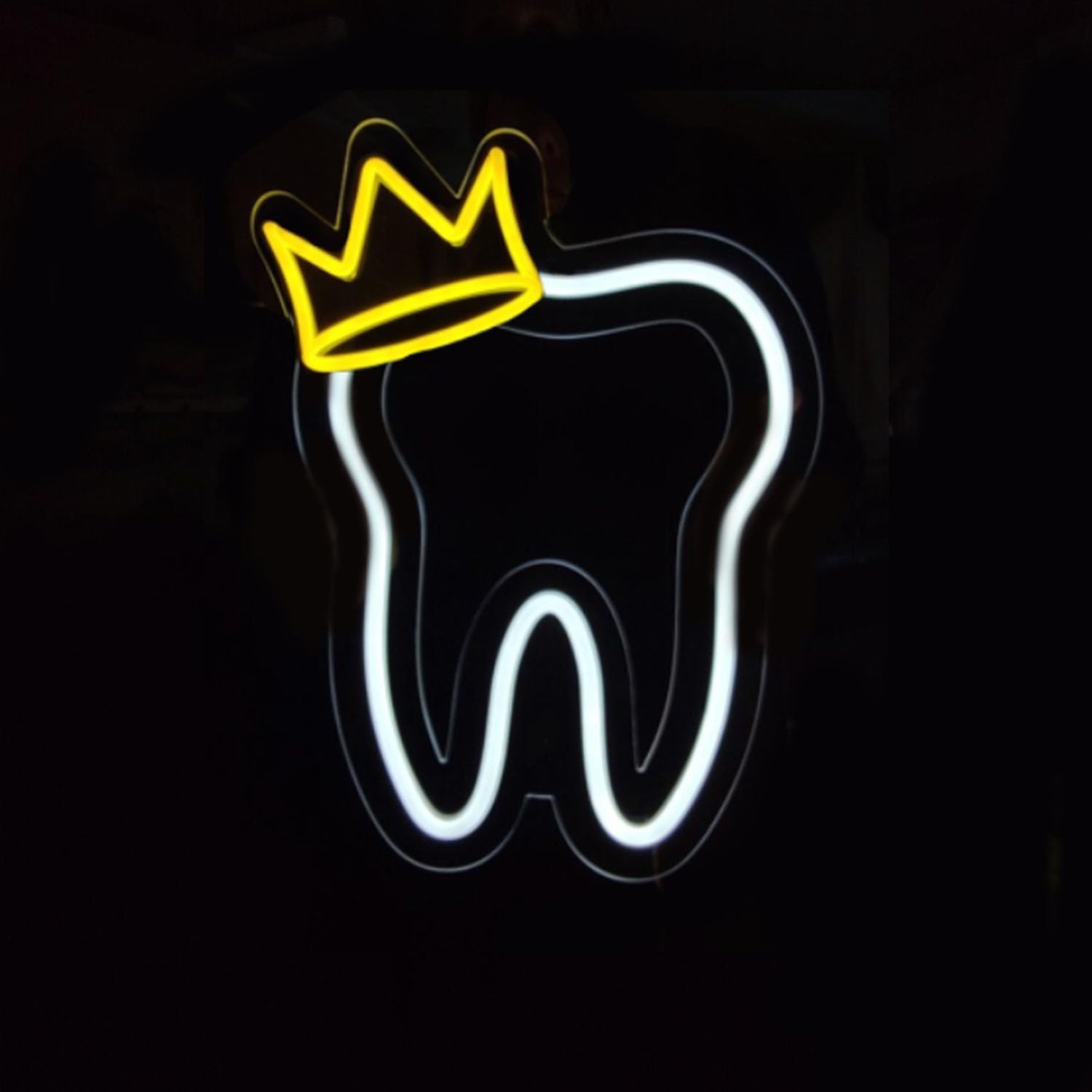 Tooth Neon Sign with Crown LED Neon Sign Tooth Decor Dental Office Light Dentist Accessories Decoration,LED Neon Signs for Dentistry Wall Decor Business Sign Gift,35x27CM