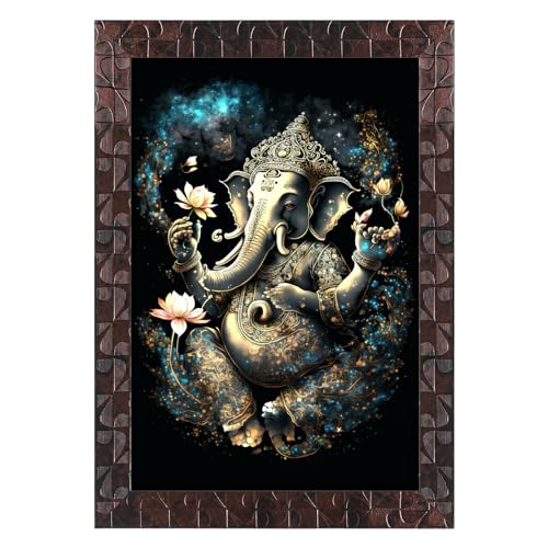 Image of Indianara Lord Ganesha Painting With Frame 13 Inches X 10 Inches