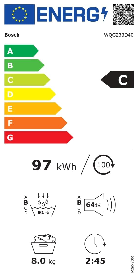 Bosch Wärmepumpentrockner für 8 kg Wäsche, Serie 6, A+++, 176 kWh/Jahr, Auto Dry, Anti Vibration-Design, Sensitive Drying-System, Umweltfreundliches Kühlmittel, Weiß, WQG233D40