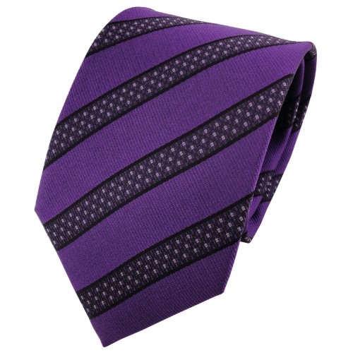 Cravate en soie rayee violet et noir TigerTie, l'accessoire du vestiaire masculin moderne