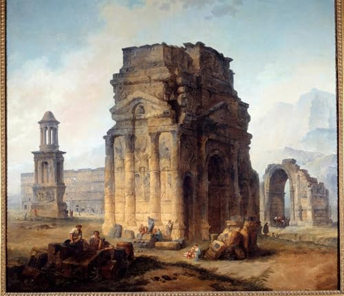 Pintura mural en lienzo de Hubert Robert con la Vista del Triunfo para decoración del hogar