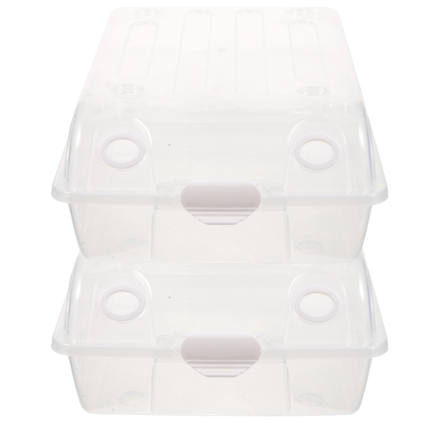 Caja de Almacenamiento de Zapatos de Plástico Blanco, 2 Unidades, Apilable Diseño de Riel para Organizar Zapatos Debajo Mesa en Casa Varios Estilos