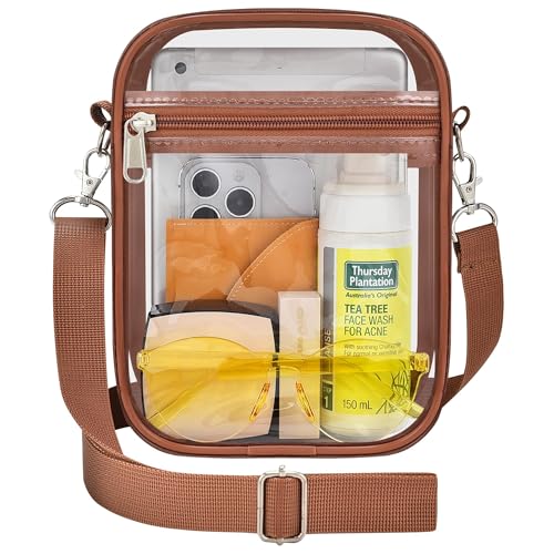 Image of Clear Bag for Stadium Events - Sports Messanger Bag Small Mini Clear Purse for Fan, Concert, Work, Travel