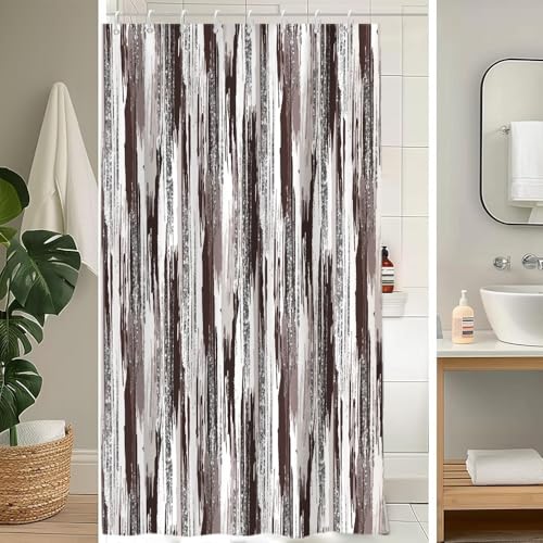 Uiiooazy Duschvorhang 120x200cm, Duschvorhang Anti Schimmel Braun Grau Malerei Motiv Abstrakt Aquarell Duschvorhänge Stoff Waschbar Wasserdicht Polyester Bad Vorhang mit 8 Haken für Badezimmer