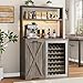Jocoevol Coffee Bar Cabinet with Fridge Space, Mini Fridge Cabinet with Power Outlets and Glass Holder, Farmhouse Design Liquor Cabinet Bar for Home, Living Room, Kitchen, Gray