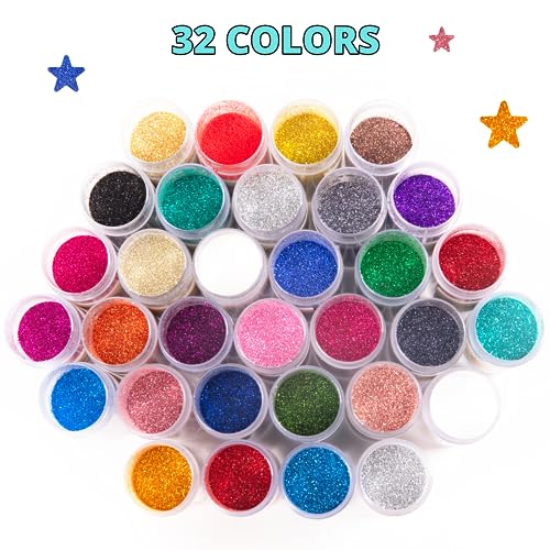 Htvront DEMA-SG-SGF-0046-US Fine Glitter For Resin - 32 Jars Extra Fine Glitter For Crafts, Shaker Jar Arts & Craft Glitter For Nails, Assorted Colors Resin Glitter For Tumblers Cosmetic Body thumb #2