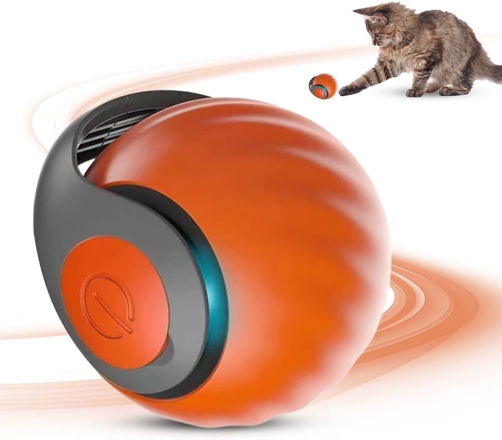 Juguete interactivo con movimiento automático para gatos y perros, recargable y duradero, color rojo