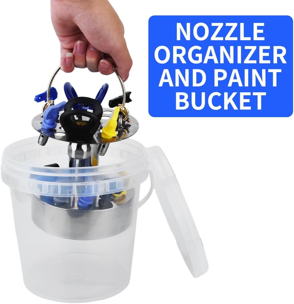 Spray Tips Equipment Cleaner and Organizer, Keeps Spray Tips, Tip Guard and Airless Spray Gun Filter Clean, Comes with 1-Gallon Plastic Pail, The Equipment Can be Disassembled and Assembled