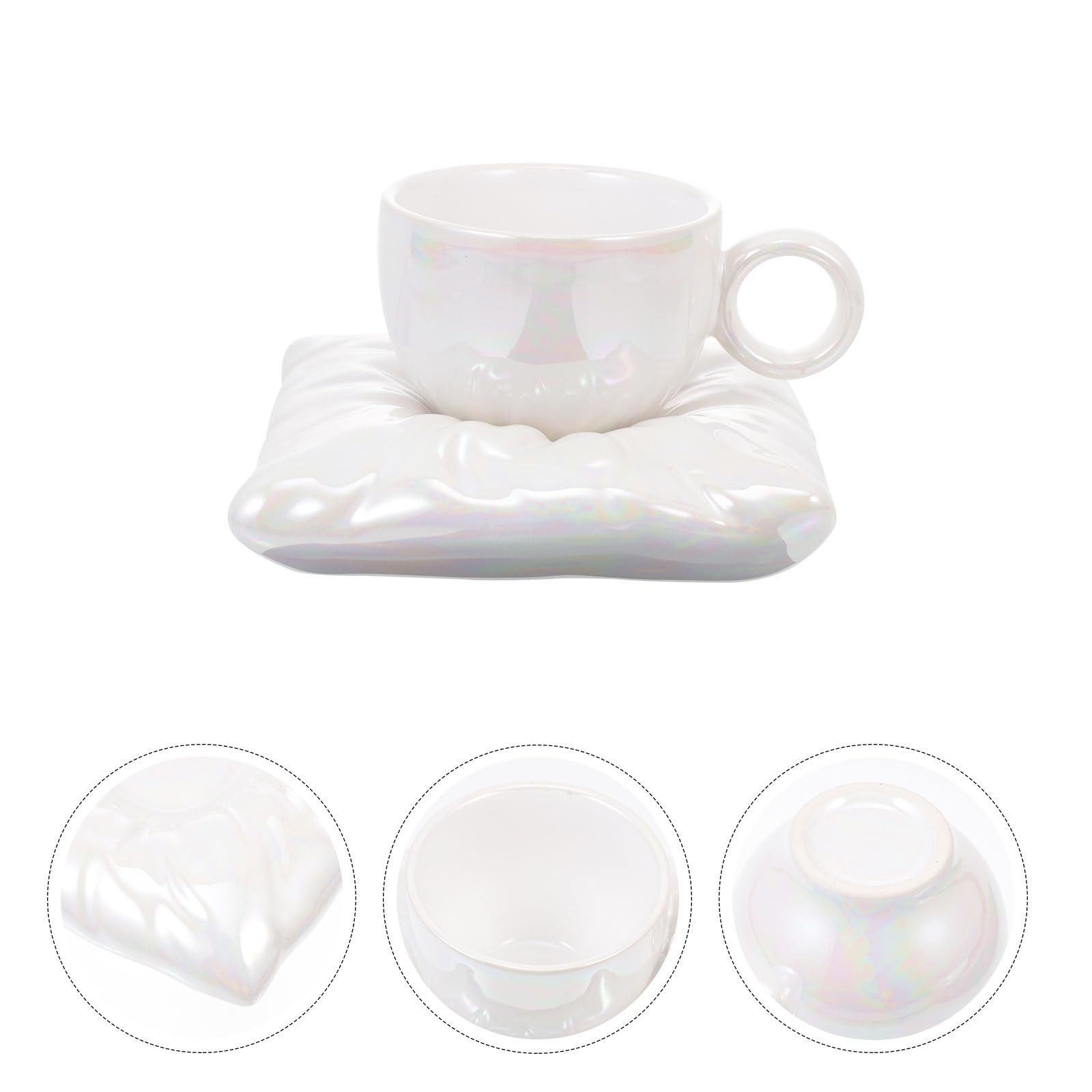 ULTECHNOVO Juego de Tazas de Café de Cerámica Platillo, Diseño Creativo y Estilo Encantador, Adecuado para Oficina y Café, Set de 1
