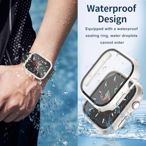 Image of Waterproof Case for Apple Watch Series SE2 SE 6 5 4 40mm, Built-in Screen Protector with Tempered Glass [Touch Sensitive] Cover for iWatch S6 /S5 /S4 /SE 40mm, Starlight